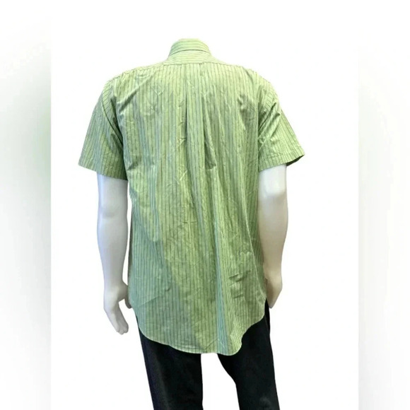 Stafford Button Down EUC Green Striped 60% Cotton Size 16 1/2 - Picture 3 of 7